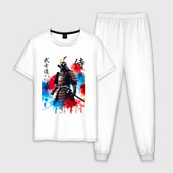 Мужская пижама Японский самурай - акварель