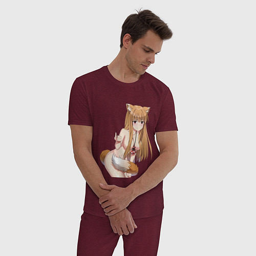 Мужская пижама Волчица и пряности Холо секси / Меланж-бордовый – фото 3