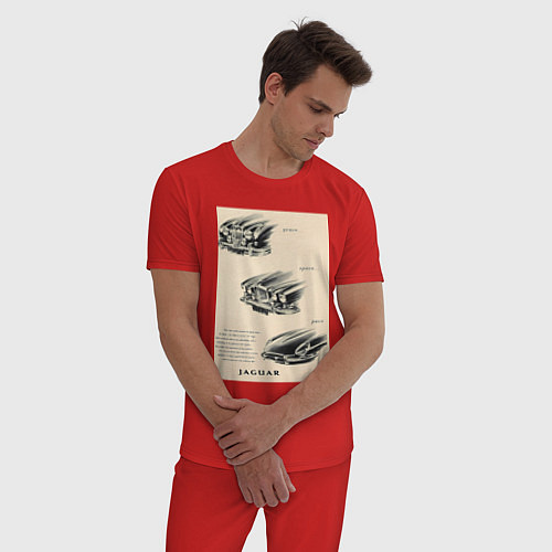 Мужская пижама Автомобиль Jaguar / Красный – фото 3