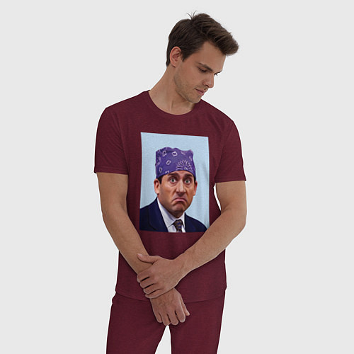 Мужская пижама Michael Scott - Prison mike the office meme / Меланж-бордовый – фото 3