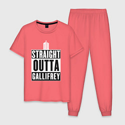 Пижама хлопковая мужская Straight outta gallifrey, цвет: коралловый