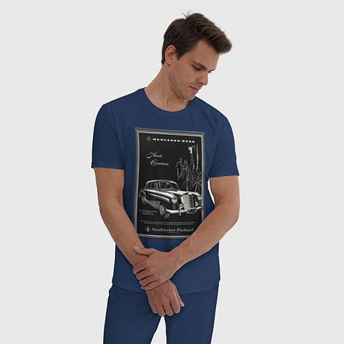 Мужская пижама Mercedes-benz ретро / Тёмно-синий – фото 3