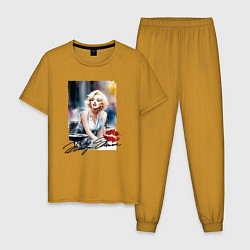 Пижама хлопковая мужская Мэрилин Монро - звезда, цвет: горчичный