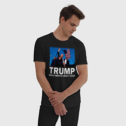 Пижама хлопковая мужская Дональд Трамп, цвет: черный — фото 2