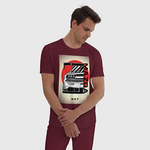 Мужская пижама Mazda rx-7 автомобиль гоночный jdm / Меланж-бордовый – фото 3