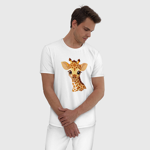 Мужская пижама Портрет жирафёнка / Белый – фото 3