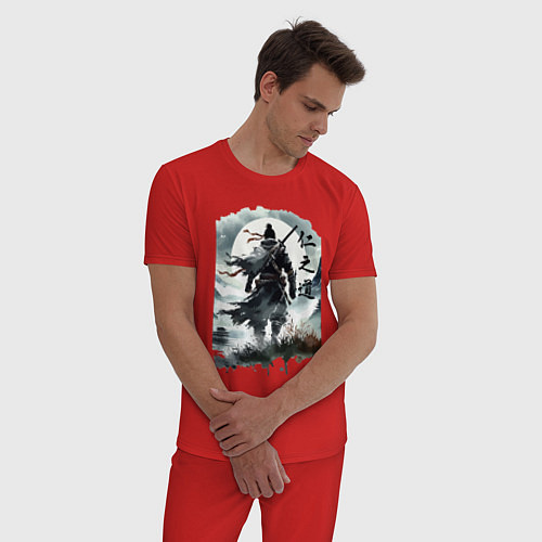 Мужская пижама Призрак Цусимы - Японский самурай / Красный – фото 3