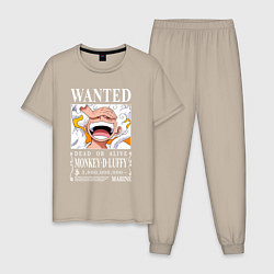 Пижама хлопковая мужская Monkey D Luffy - wanted, цвет: миндальный