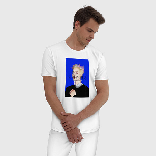 Мужская пижама BTS Чимин масло синий / Белый – фото 3