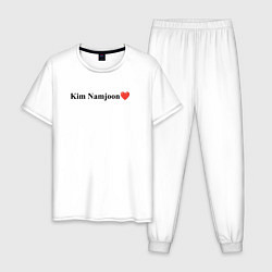 Пижама хлопковая мужская BTS Kim Nam-joon, цвет: белый