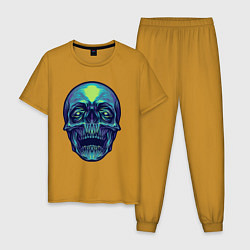 Пижама хлопковая мужская Skull mood, цвет: горчичный