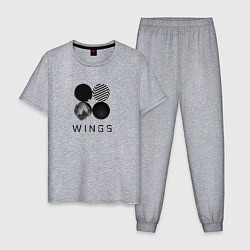 Пижама хлопковая мужская BTS Wings, цвет: меланж