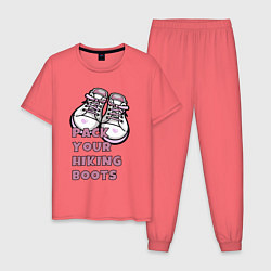 Пижама хлопковая мужская Pink boots, цвет: коралловый