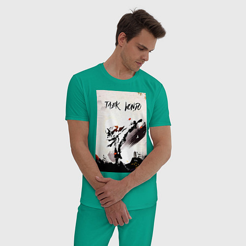 Мужская пижама Тхэквондо боец / Зеленый – фото 3