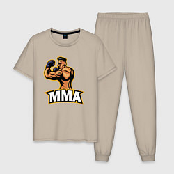 Пижама хлопковая мужская Fighter MMA, цвет: миндальный