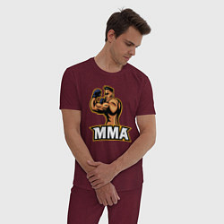 Пижама хлопковая мужская Fighter MMA, цвет: меланж-бордовый — фото 2