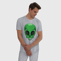 Пижама хлопковая мужская Green skeletor, цвет: меланж — фото 2