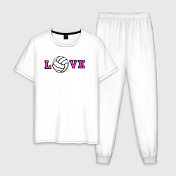 Пижама хлопковая мужская Love volley, цвет: белый