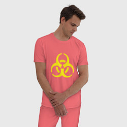 Пижама хлопковая мужская Токсик - знак биоопасности, цвет: коралловый — фото 2
