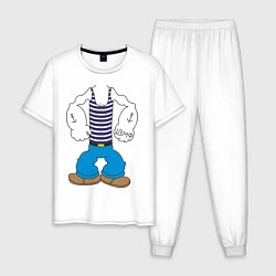 Пижама хлопковая мужская Тело морячка, цвет: белый