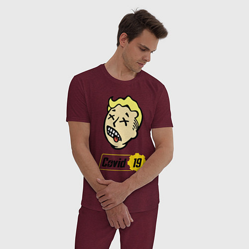 Мужская пижама Vault boy - covid 19 / Меланж-бордовый – фото 3