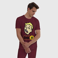Пижама хлопковая мужская Vault boy - covid 19, цвет: меланж-бордовый — фото 2