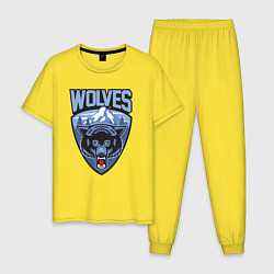 Пижама хлопковая мужская Мы волки, цвет: желтый