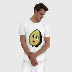Пижама хлопковая мужская Ахегао авокадо, цвет: белый — фото 2