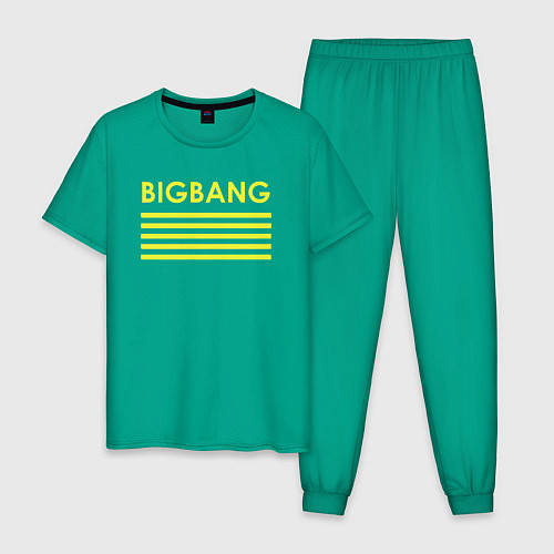 Мужская пижама Big bang с желтыми полосами / Зеленый – фото 1