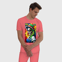 Пижама хлопковая мужская Girl witch - pop art, цвет: коралловый — фото 2