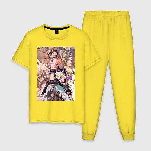 Мужская пижама Дандадан: Кэн Такакура / Желтый – фото 1