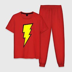 Пижама хлопковая мужская Shazam and Black Adam logo, цвет: красный