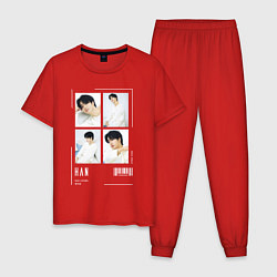 Пижама хлопковая мужская Han stray kids cute, цвет: красный