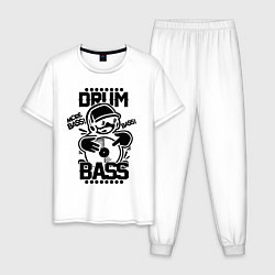Пижама хлопковая мужская Drum n Bass: More Bass, цвет: белый
