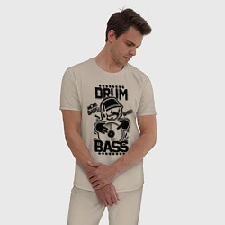 Пижама хлопковая мужская Drum n Bass: More Bass, цвет: миндальный — фото 2