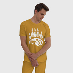 Пижама хлопковая мужская След Велеса - медведь, цвет: горчичный — фото 2