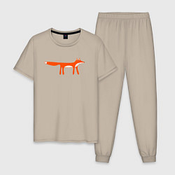 Пижама хлопковая мужская Funny fox, цвет: миндальный