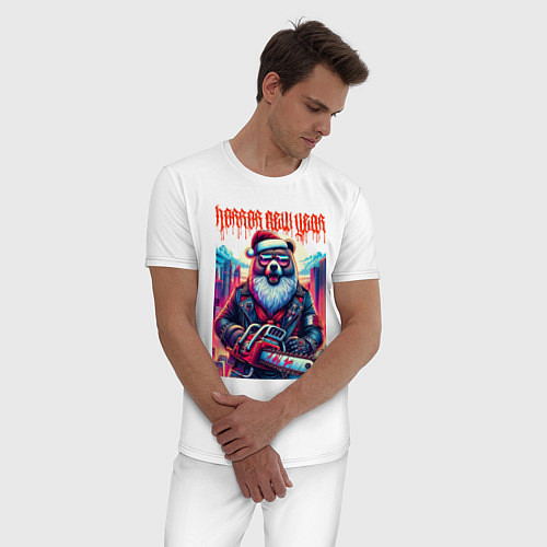 Мужская пижама Horror new year - ai art fantasy / Белый – фото 3