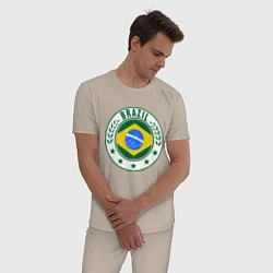 Пижама хлопковая мужская Brazil 2014, цвет: миндальный — фото 2