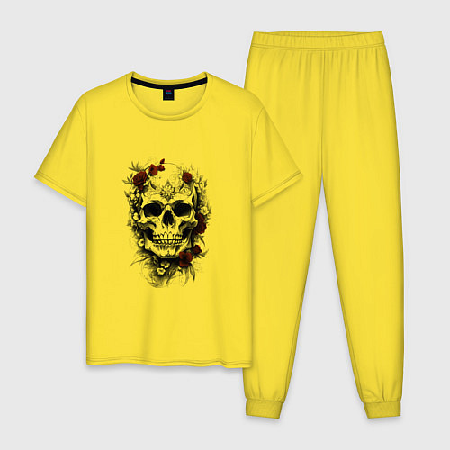 Мужская пижама Магический череп с розами / Желтый – фото 1