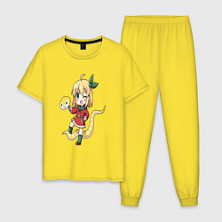 Пижама хлопковая мужская Аниме змейка, цвет: желтый
