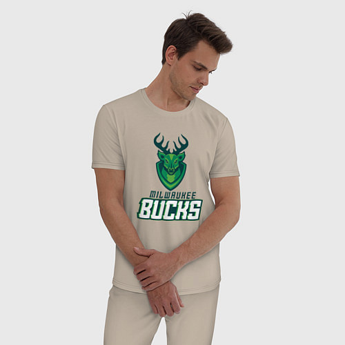 Мужская пижама Milwaukee Bucks NBA / Миндальный – фото 3