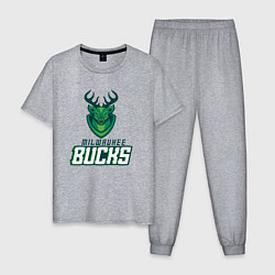 Пижама хлопковая мужская Milwaukee Bucks NBA, цвет: меланж