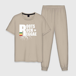 Пижама хлопковая мужская Roots reggae, цвет: миндальный