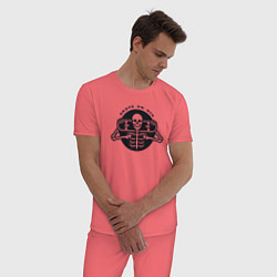 Пижама хлопковая мужская Skate or die, цвет: коралловый — фото 2