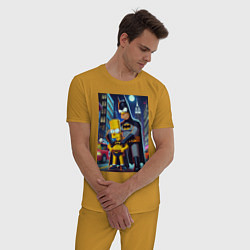 Пижама хлопковая мужская Batsimpson with son Bart - ai art fantasy, цвет: горчичный — фото 2