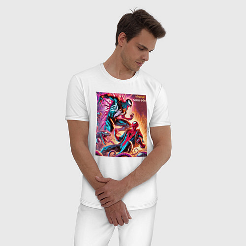 Мужская пижама Spider-man vs Venom ai art fantasy / Белый – фото 3