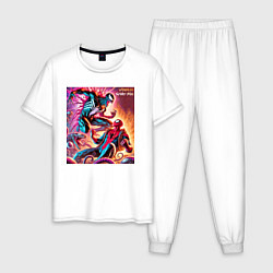 Пижама хлопковая мужская Spider-man vs Venom ai art fantasy, цвет: белый