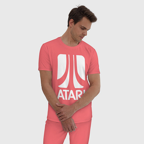 Мужская пижама Atari logo white / Коралловый – фото 3