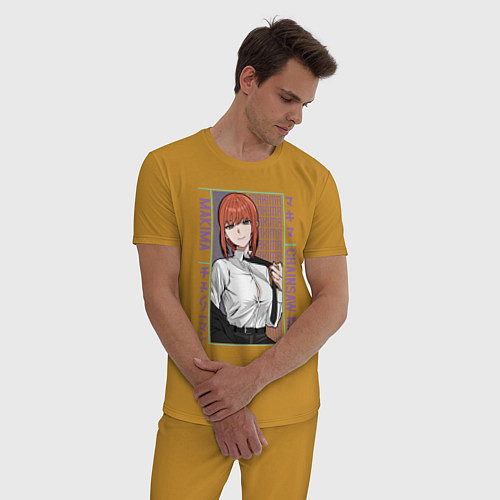 Мужская пижама Человек-бензопила Макима в костюме / Горчичный – фото 3